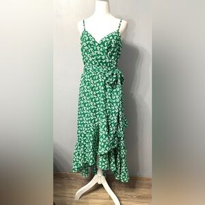 #5)  Green Floral Wrap style dresses with belt
